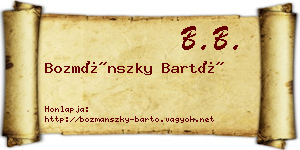 Bozmánszky Bartó névjegykártya